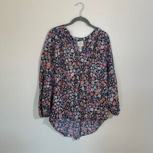 St John's Bay Floral Feminine Boho Button Front Plus Casual Top - Size XXL